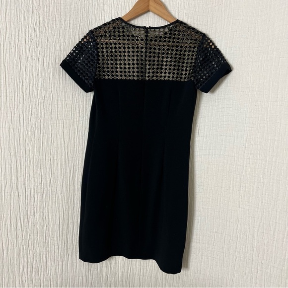 Banana Republic metallic gold and back dress size 2 short sleeve lace top - Picture 6 of 10